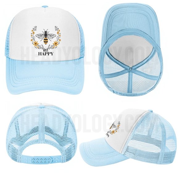 Be Happy Hats Bee Happy Baseball Hats With Bee Inside Flower Enjoying Nectar - Picture 16 of 16